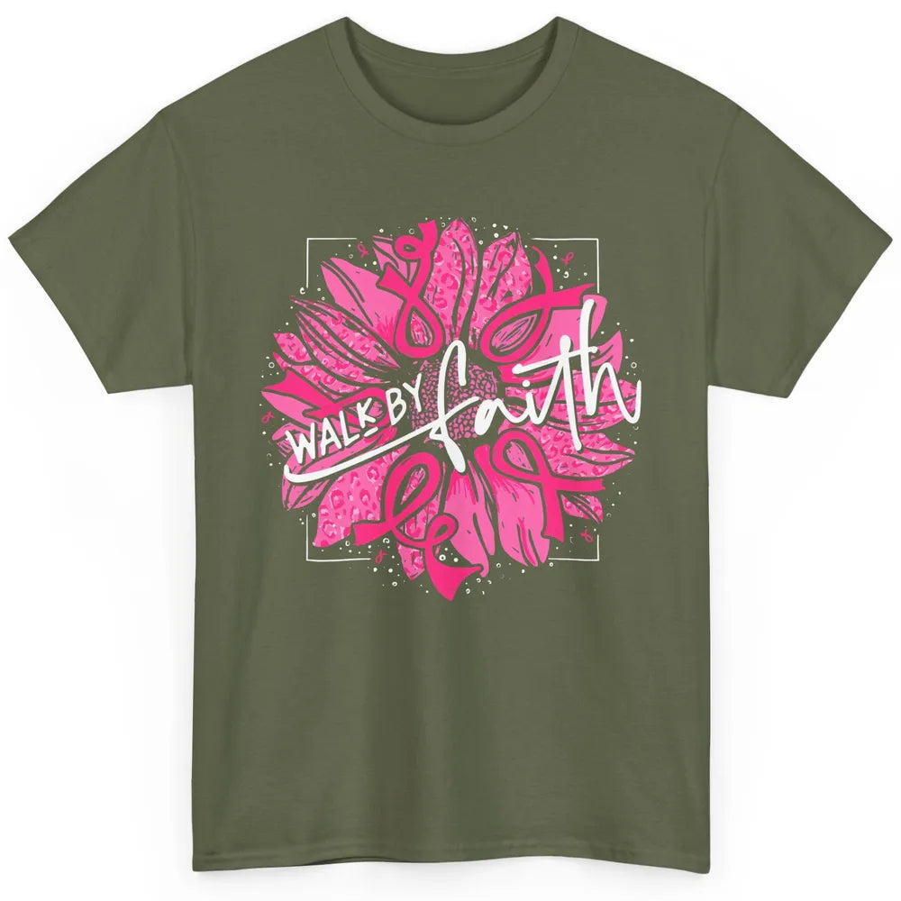 Walk By Faith Breast Cancer Awareness Pink Ribbon Sunflower Classic Unisex T-Shirt