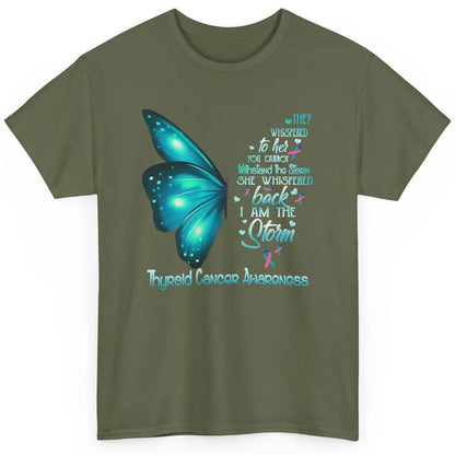 The Storm Teal Butterfly Warrior Thyroid Cancer Awareness Classic Unisex T-Shirt