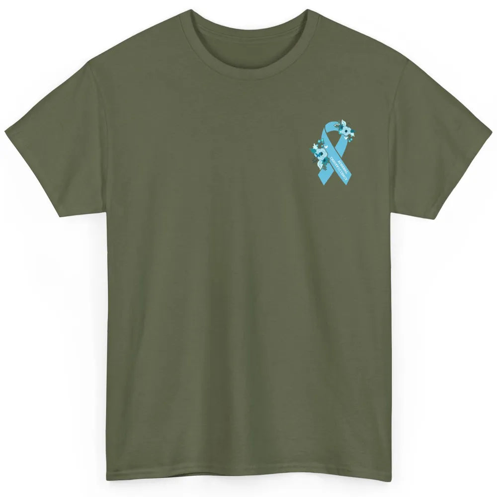 Adrenal Insufficiency Awareness Floral Light Blue Ribbon Classic Unisex T-Shirt