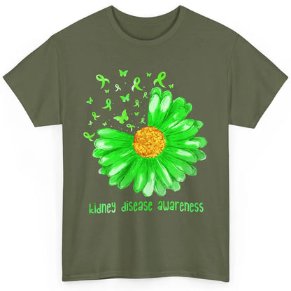 Daisy Butterfly Kidney Disease Awareness Green Ribbon CKD Classic Unisex T-Shirt