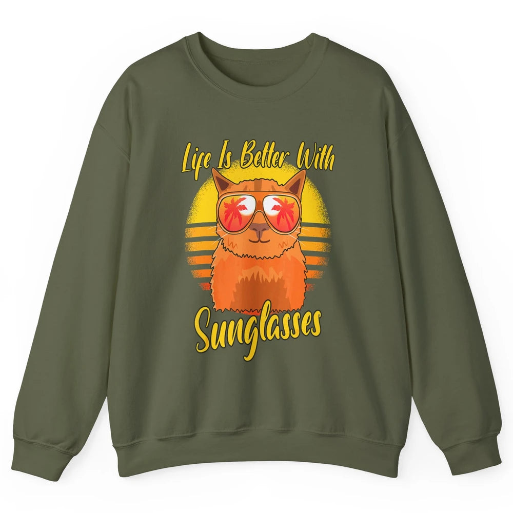 Better Sunglasses Orange Cat Summer Holiday Beach Vacation Unisex Crewneck Sweatshirt