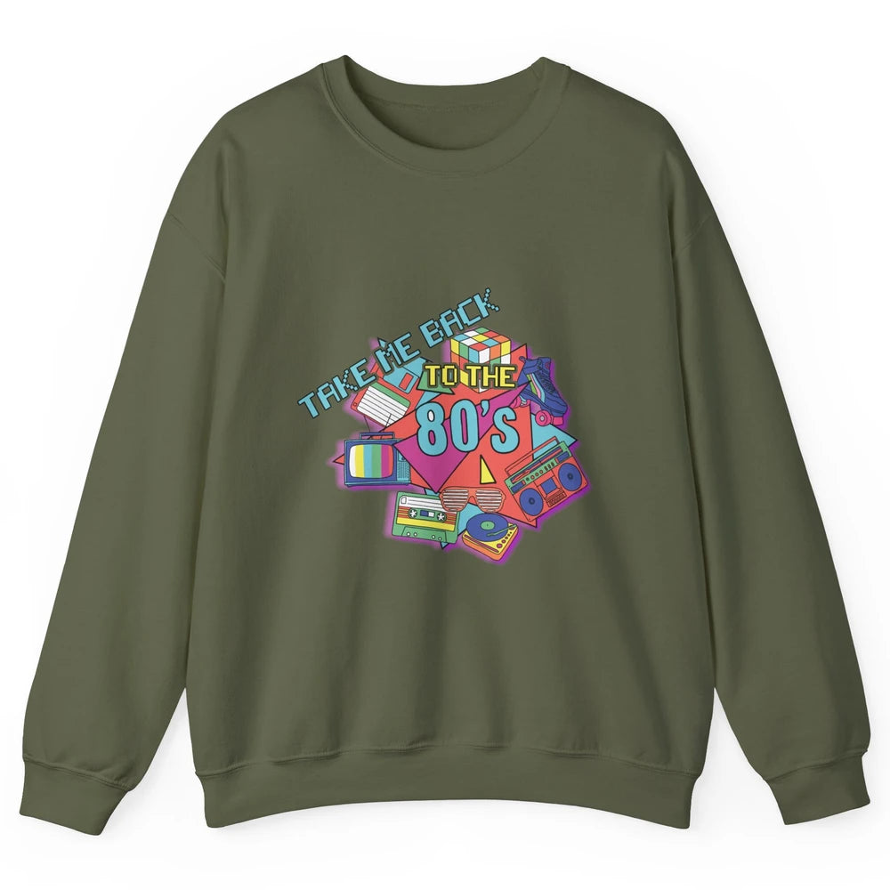 Take Me Back To The 80s Vintage 1980s Born Birthday Party Unisex Crewneck Sweatshirt