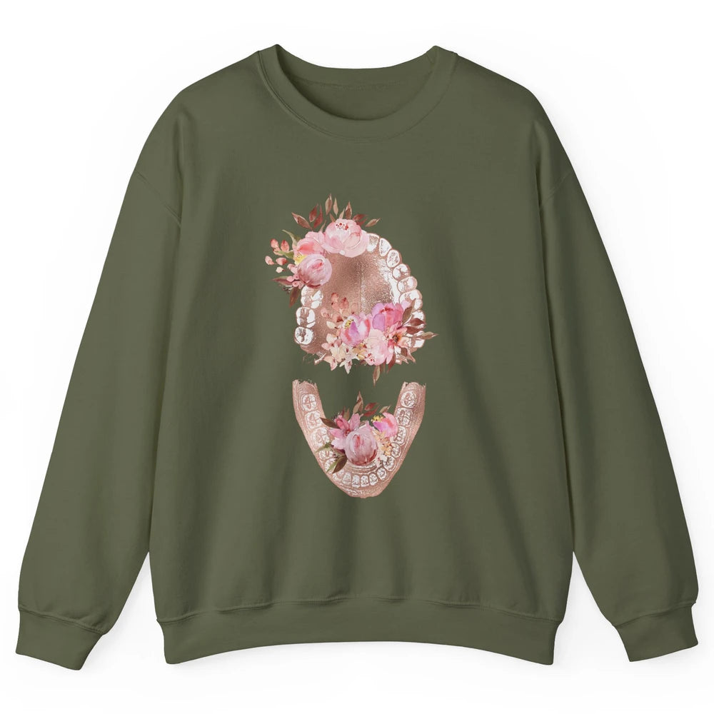 Vintage Floral Tooth Dental Hygienist Dentist Life Unisex Crewneck Sweatshirt