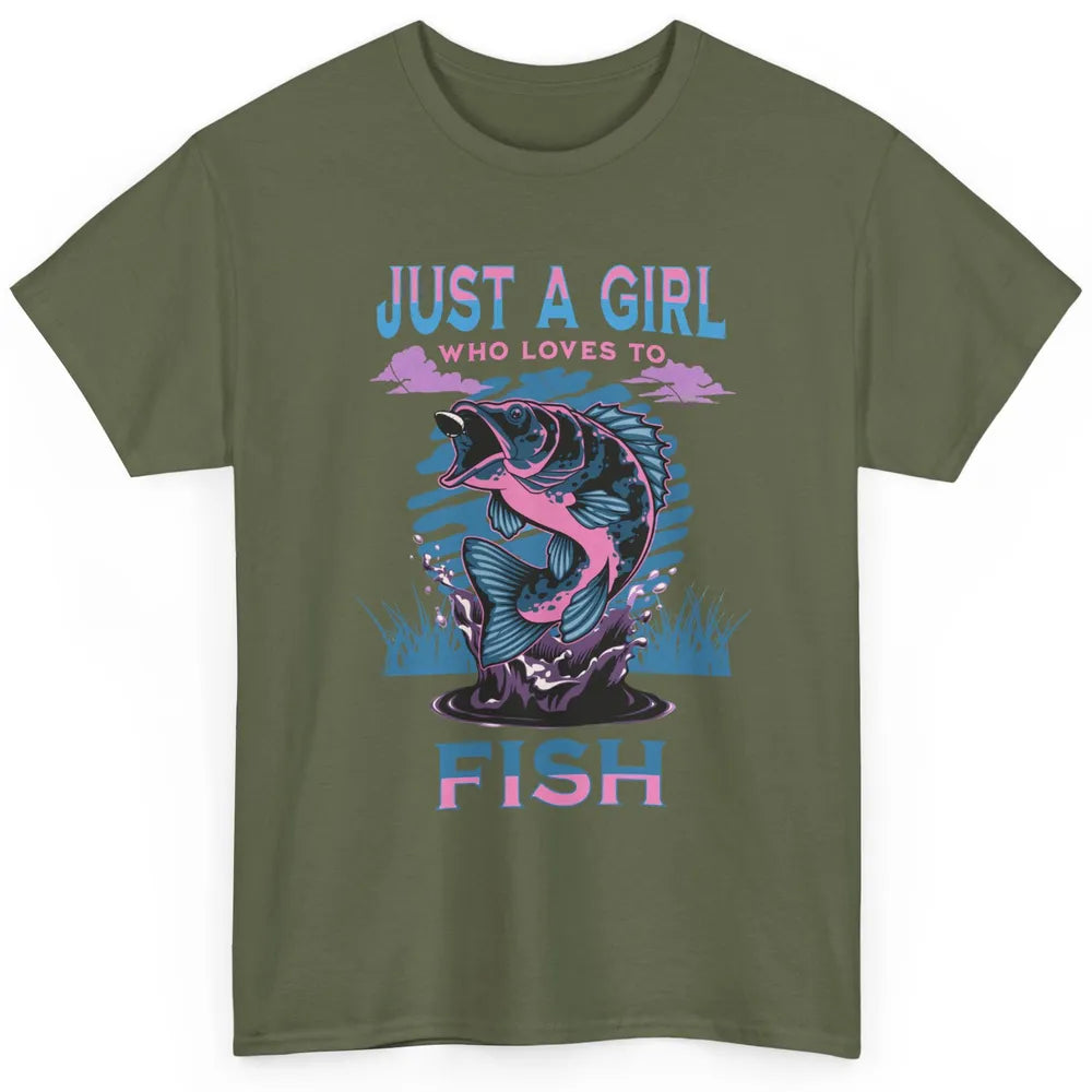 Fisherwoman Just A Girl Who Loves Fishing Reel Girls Fish Classic Unisex T-Shirt