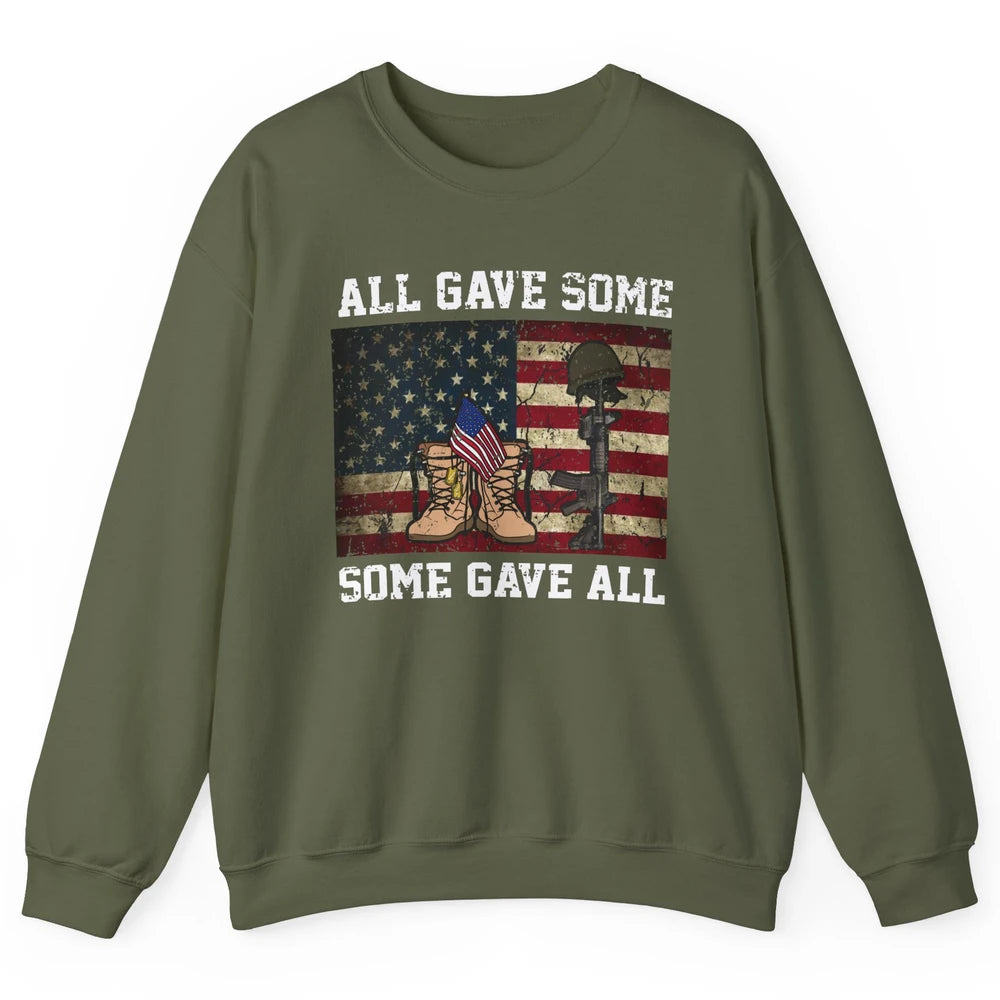 Retro US Veteran All Gave Some Some Gave All Memorial Day Unisex Crewneck Sweatshirt