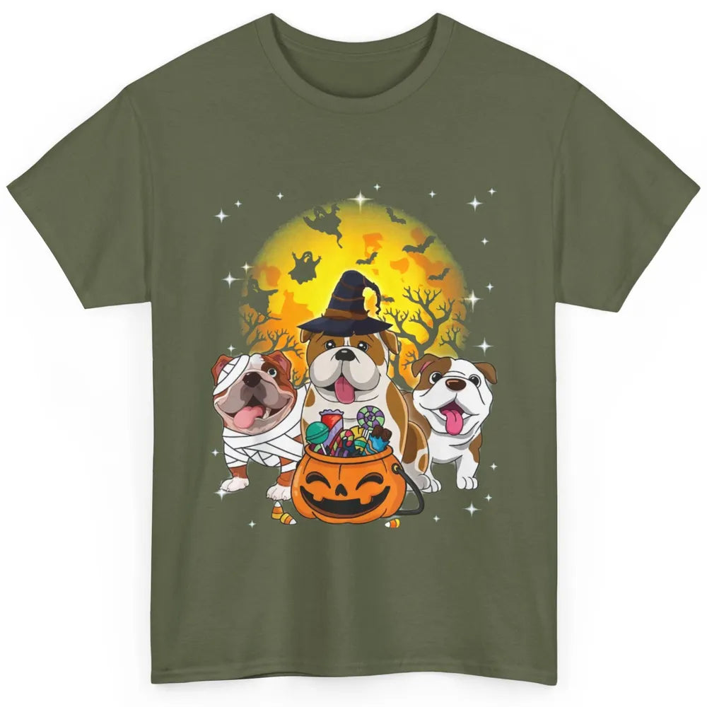 English Bulldog Witch Dog Ghosts Halloween Trick or Treat Classic Unisex T-Shirt