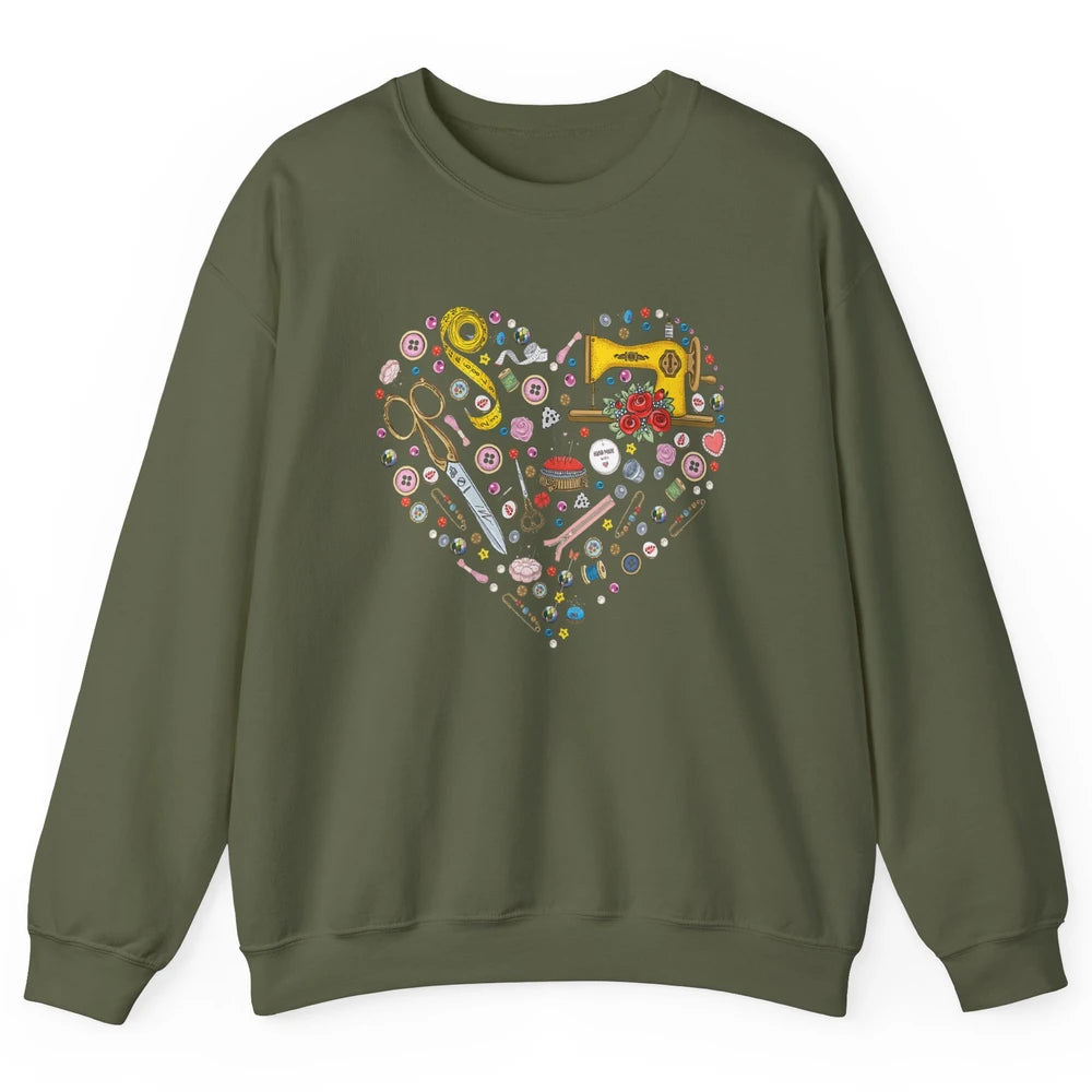 Soft Fabric Heart Love Tool Yarn Quilting Quilter Sew Sewing Unisex Crewneck Sweatshirt