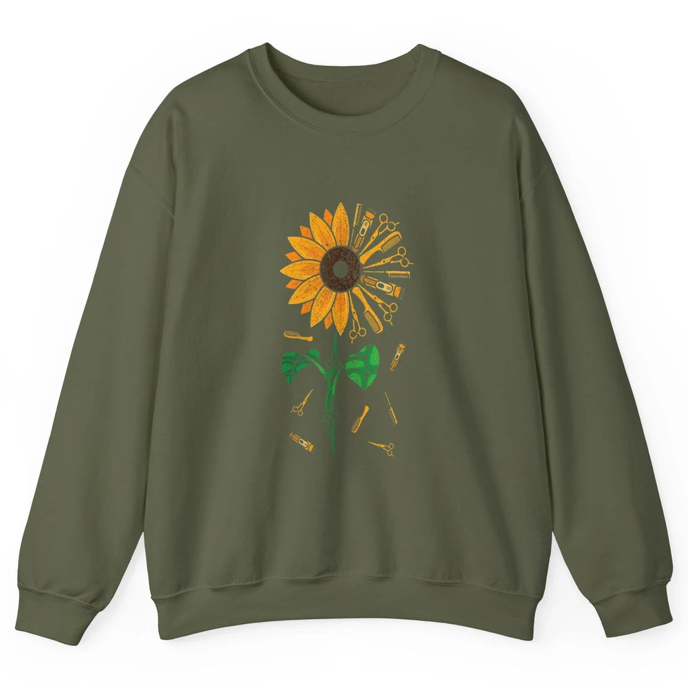 Barber Tool Sunflower Style Hairstylist Hairdresser Vintage Unisex Crewneck Sweatshirt