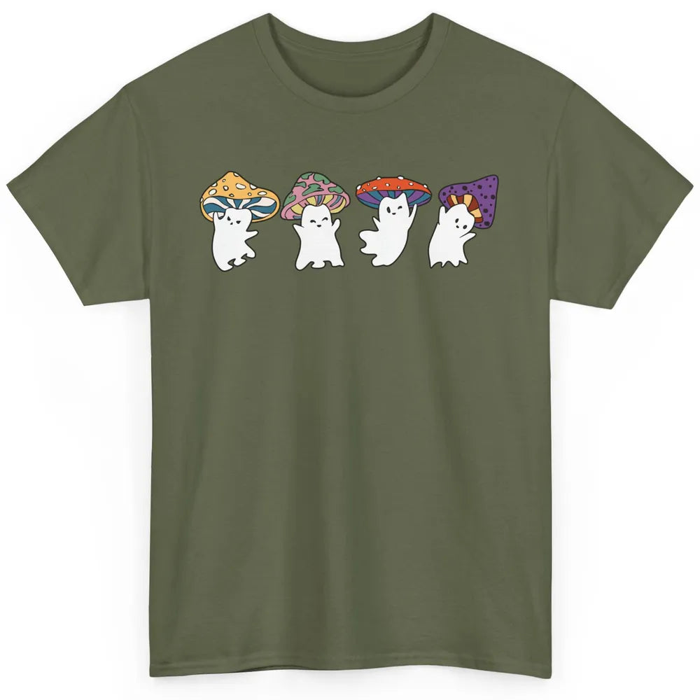 Cute Mushroom Ghost Funny Halloween Spooky Mushroom Lovers Classic Unisex T-Shirt