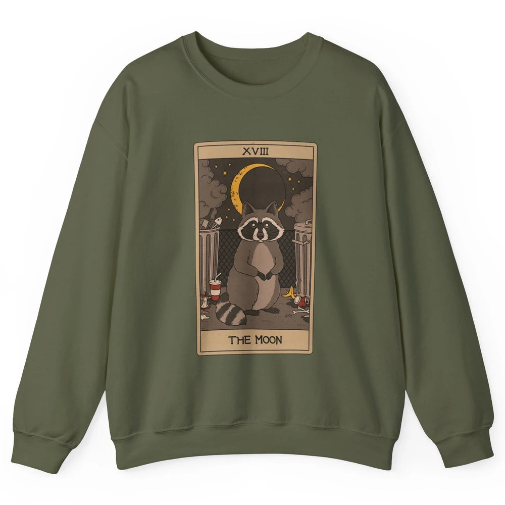 The Moon Raccoon Tarot Card Vintage Opossum Trashed Panda Unisex Crewneck Sweatshirt