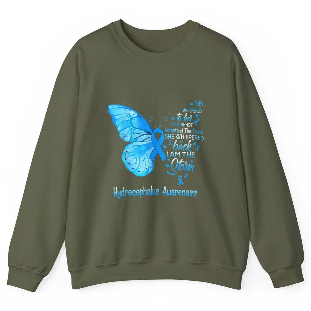 The Storm Butterfly Blue Warrior Hydrocephalus Cancer Month Unisex Crewneck Sweatshirt