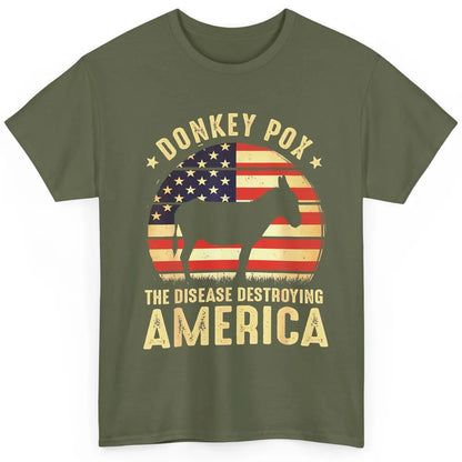 Vintage Donkey Pox The Disease Destroying America Usa Flag Classic Unisex T-Shirt