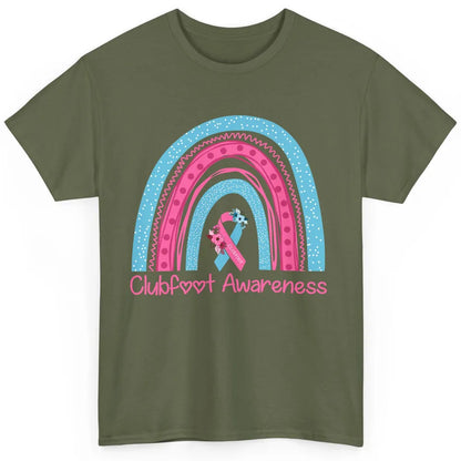 Clubfoot Awareness Support Pink Blue Ribbon Rainbow Clubfoot Classic Unisex T-Shirt