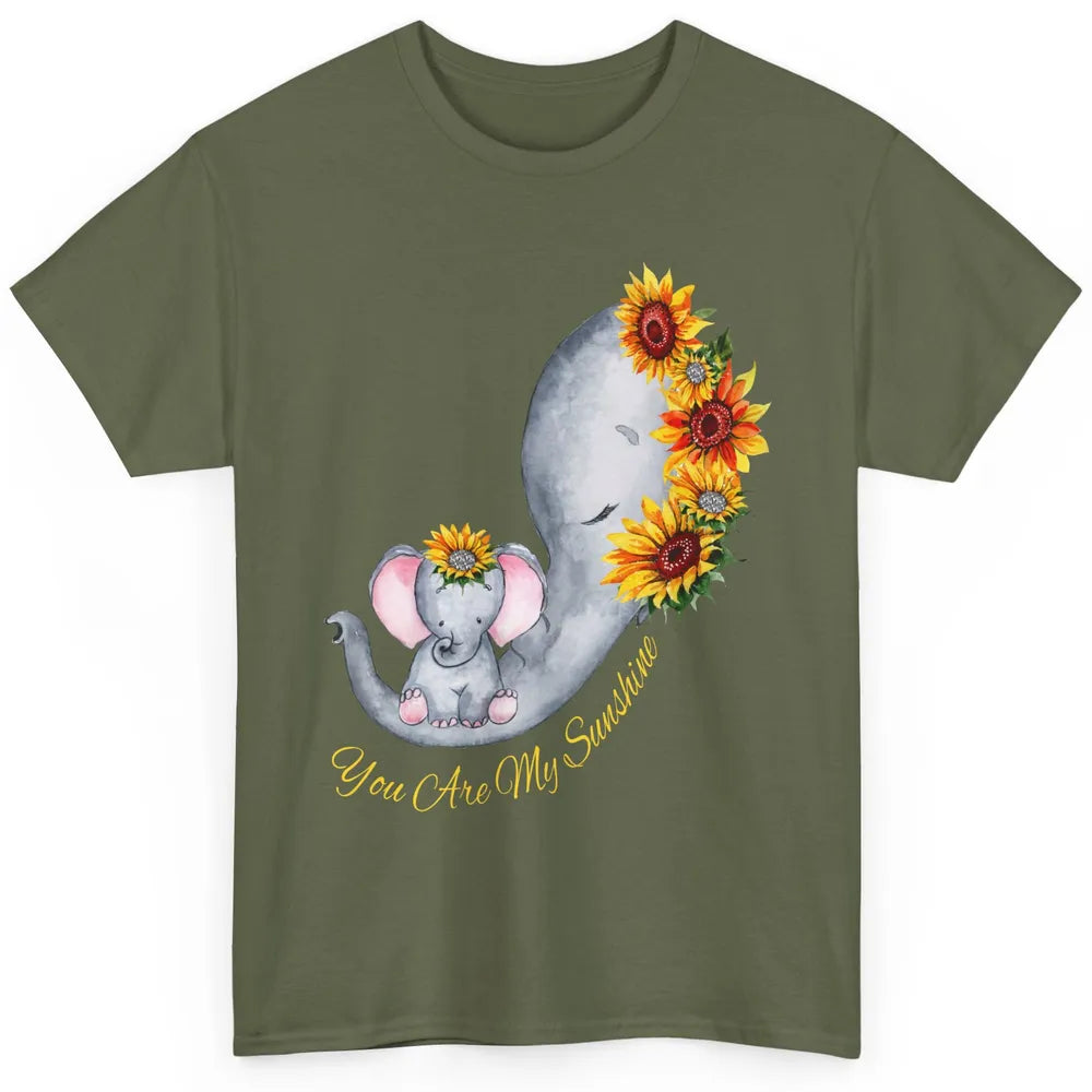 Sunflower Baby Elephant You Are My Sunshine Elephant Mom Classic Unisex T-Shirt