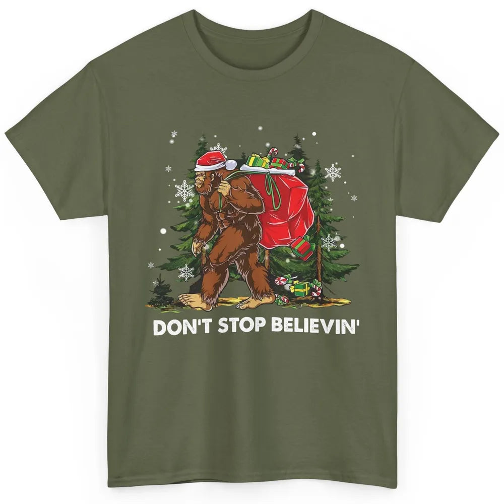 Funny Santa Bigfoot Don’t Stop Believing Christmas Tree Gift Classic Unisex T-Shirt