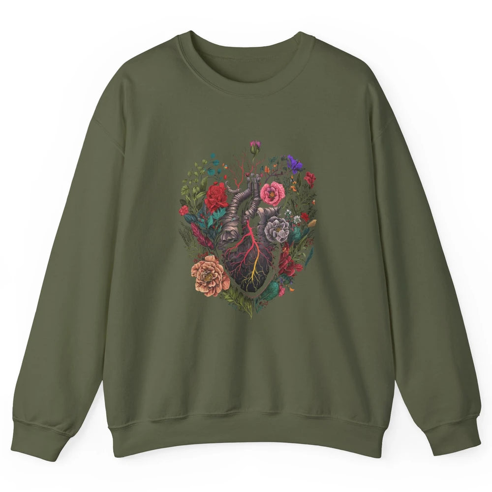 Anatomical Heart Show Your Love Anatomy Cardiologist Floral Unisex Crewneck Sweatshirt