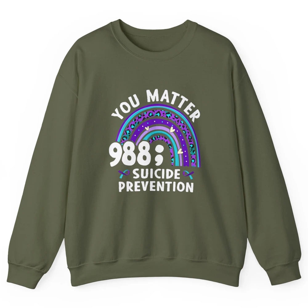 Suicide Prevention Month Hotline Semicolon Rainbow Warrior Unisex Crewneck Sweatshirt