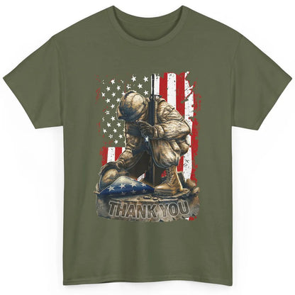 Vintage US Flag Veteran Thank You Military Boot Memorial Day Classic Unisex T-Shirt