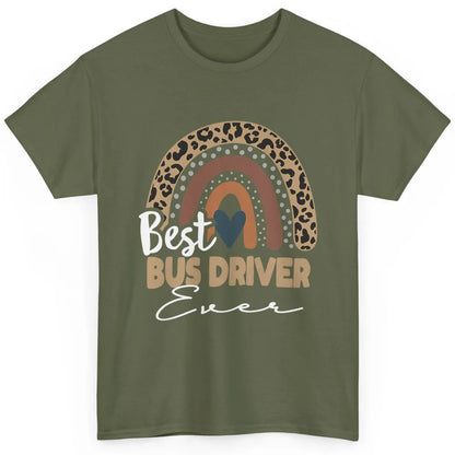 Funny Best School Bus Driver Ever Life Leopard Rainbow Boho Classic Unisex T-Shirt