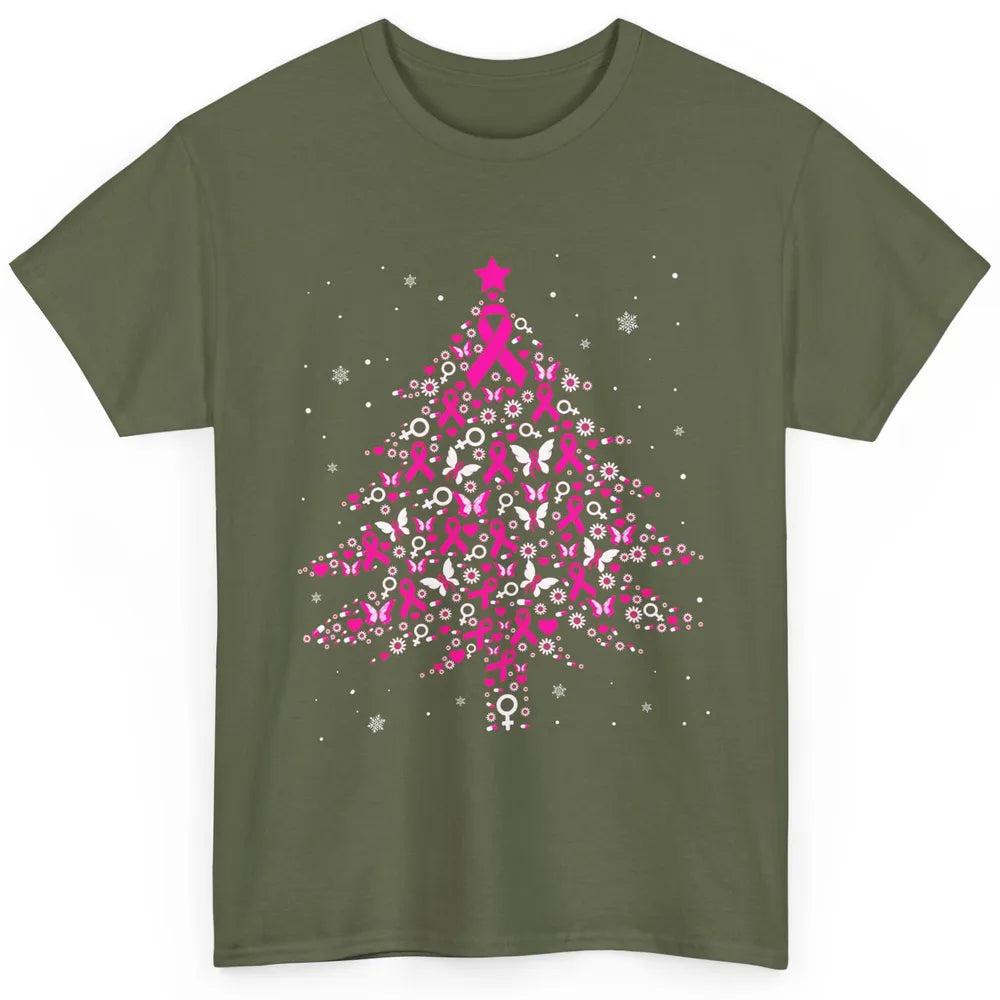 Breast Cancer Pink Ribbon Xmas Tree Breast Cancer Christmas Classic Unisex T-Shirt