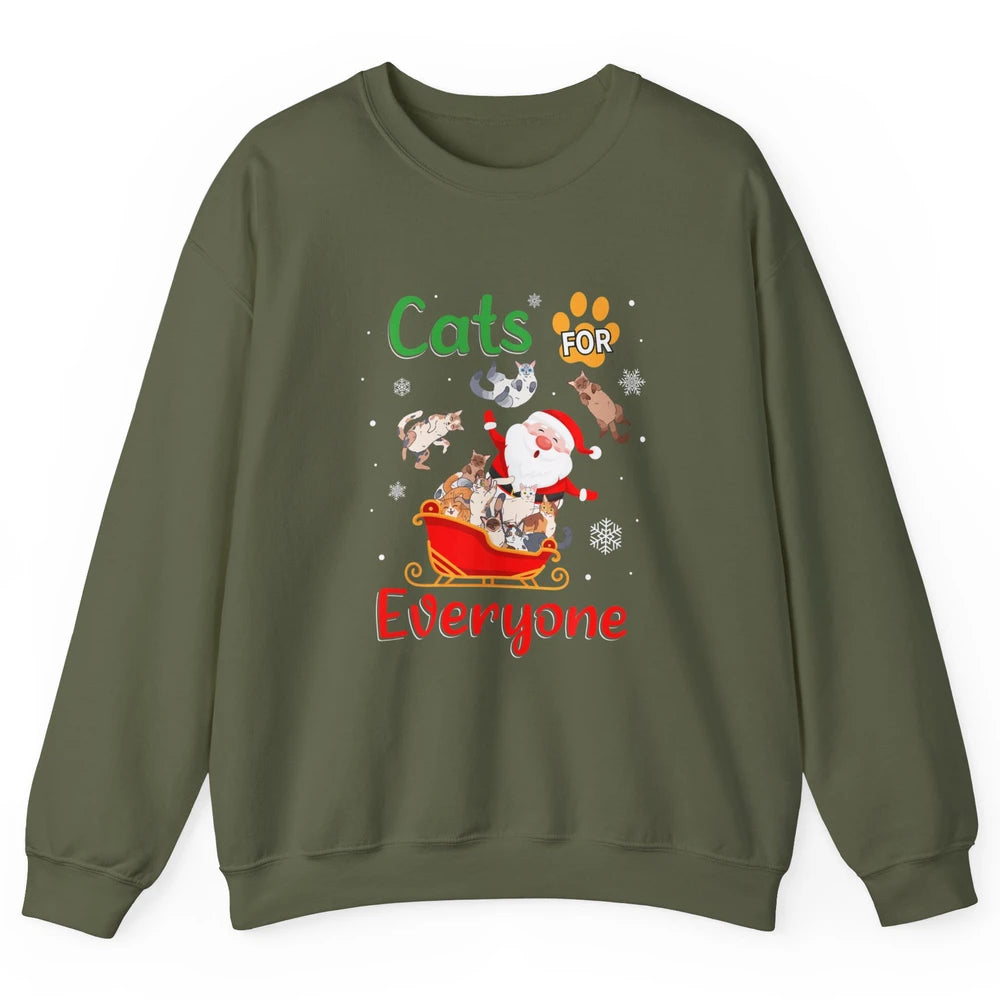 Merry Christmas Cats For Everybody Reindeer Xmas Santa Claus Unisex Crewneck Sweatshirt