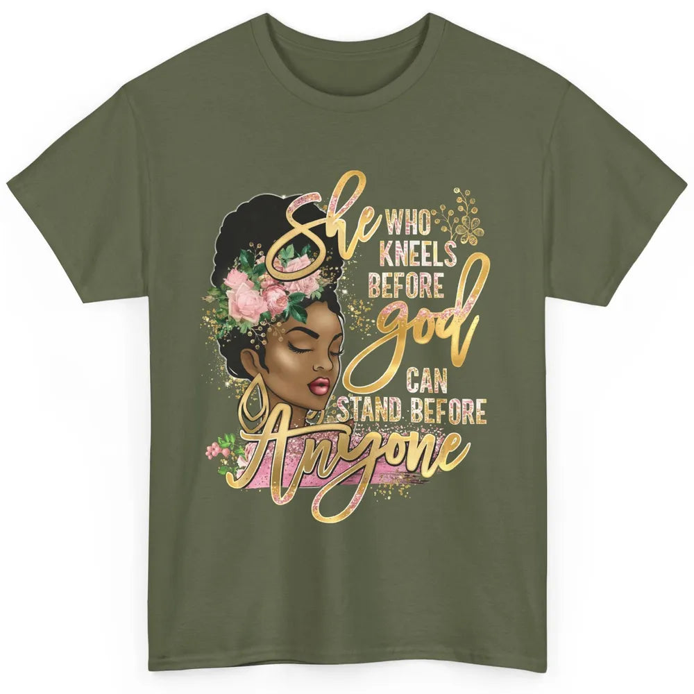 Black Girl She Who Kneels Before God Christian Afro Women Classic Unisex T-Shirt