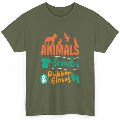 Animal Scrubs Rubber Gloves Veterinarian Vet Tech Pet Doctor Classic Unisex T-Shirt