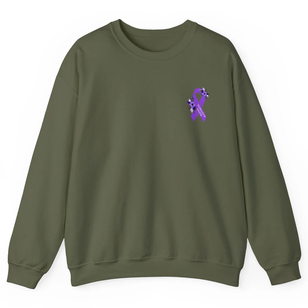 Ulcerative Colitis Awareness Floral Purple Ribbon Colitis Unisex Crewneck Sweatshirt