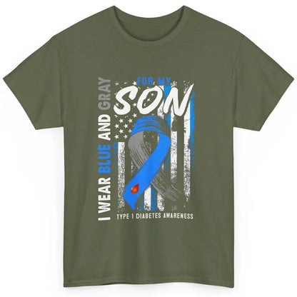 T1D Son Blue Gray Flag Diabetes Type One Awareness Warrior Classic Unisex T-Shirt