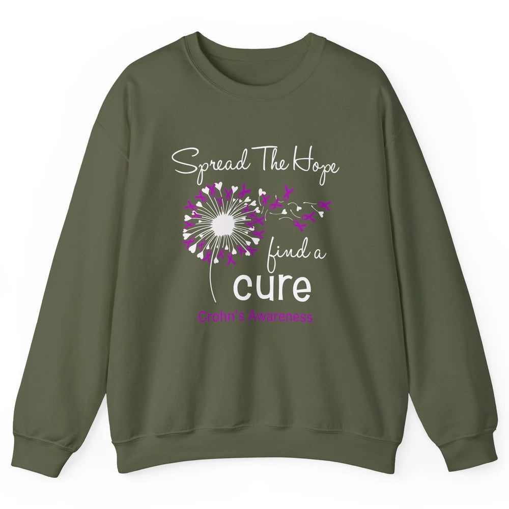 Spread Hope Purple Flower Warrior Crohns Disease Awareness Unisex Crewneck Sweatshirt