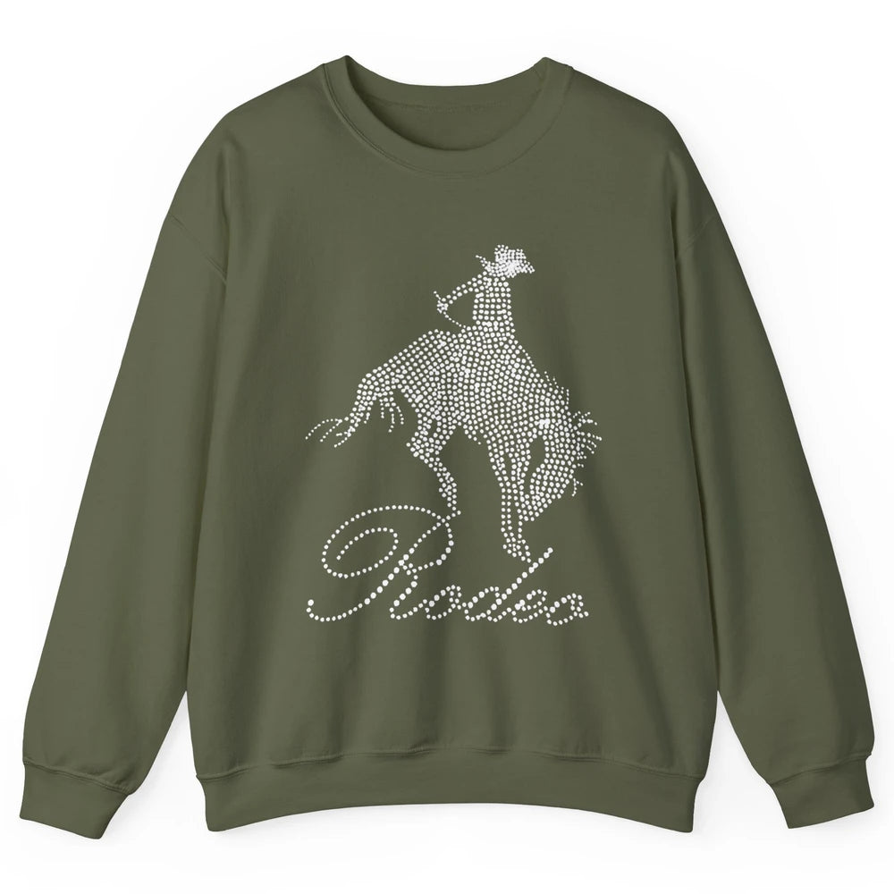 Western Cowgirl Bling Rhinestone Country Cowboy Riding Horse Unisex Crewneck Sweatshirt