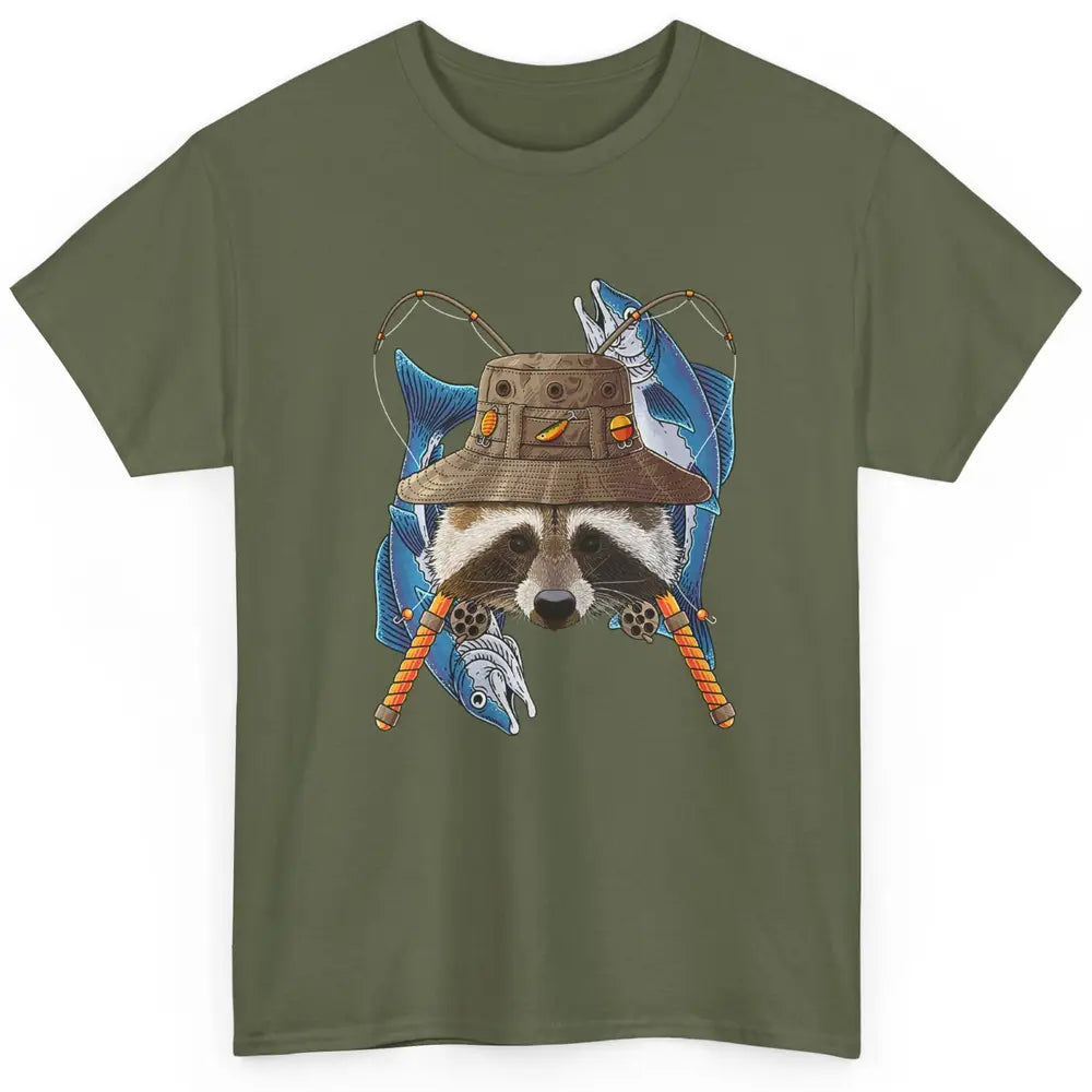 Fishing Raccoon Outdoor Fisherman Animal Vintage Fish Reels Classic Unisex T-Shirt