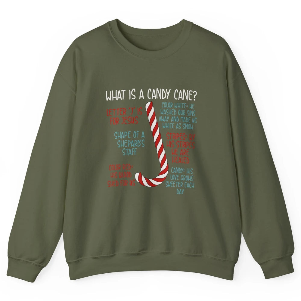 Merry Christmas Candy Cane Xmas Sayings Believe Faith Jesus Unisex Crewneck Sweatshirt