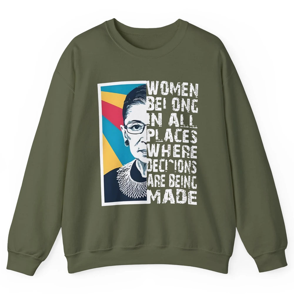 Women Rights Ruth Bader Ginsburg Feminism Support Girl Power Unisex Crewneck Sweatshirt