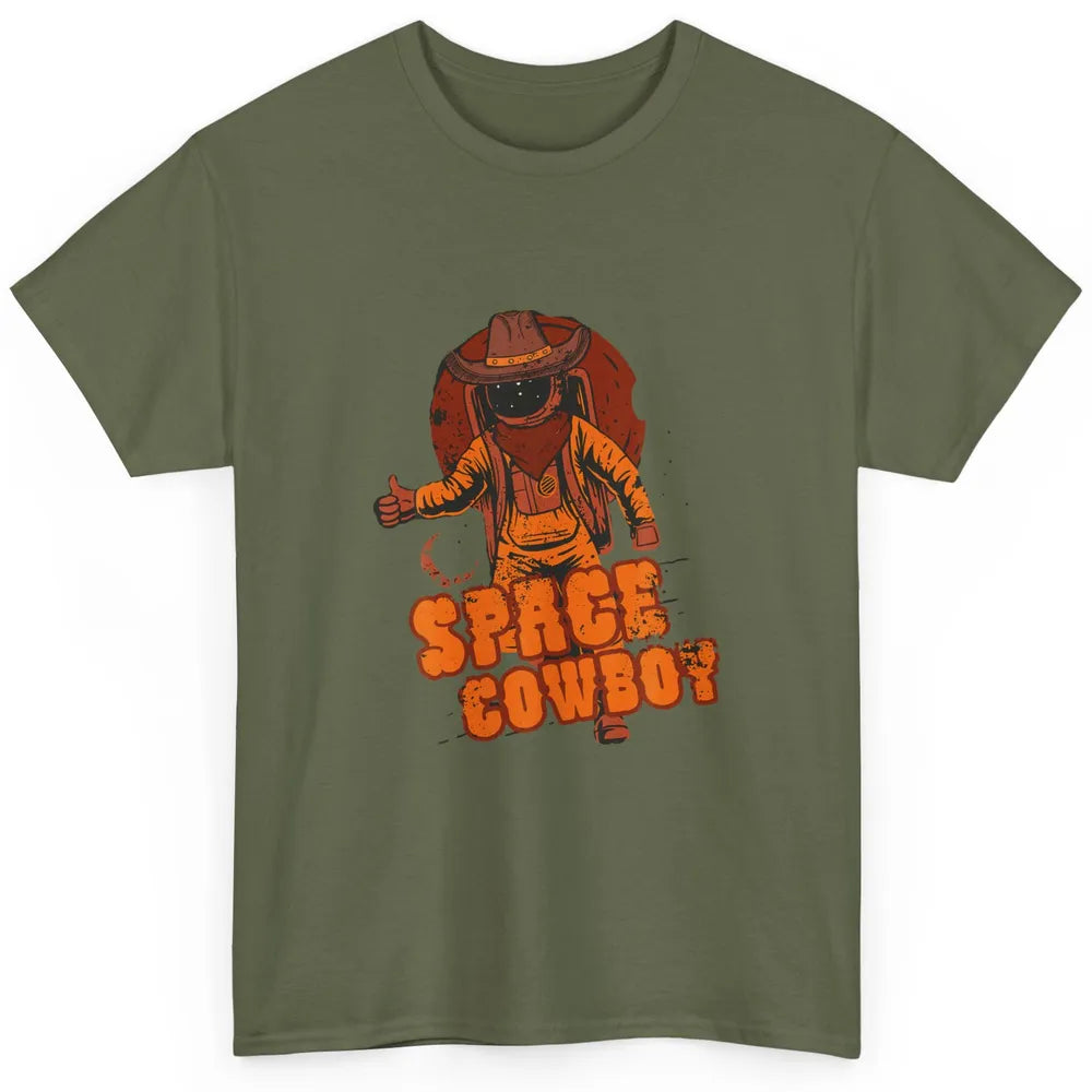 Retro Space Cowboy Cowgirl Rodeo Horse Astronaut Western Classic Unisex T-Shirt