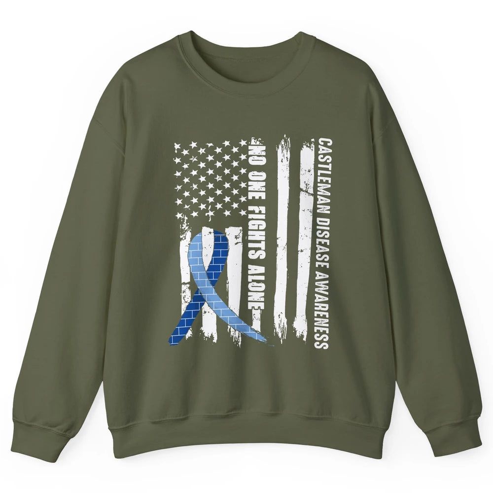 Castleman Disease Awareness Blue Ribbon No One Fight Alone Unisex Crewneck Sweatshirt