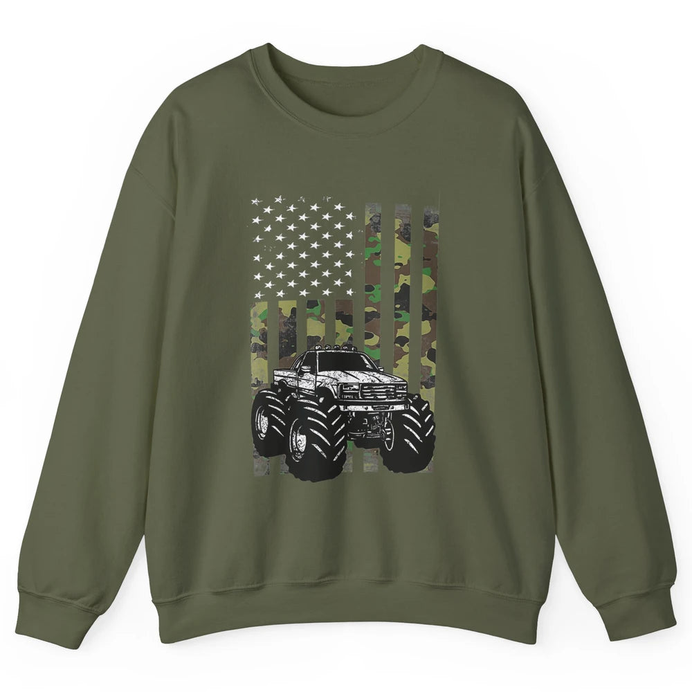 Truck Camo Flag Mud Ride Retro UTV SXS Racer Four Wheeler Unisex Crewneck Sweatshirt