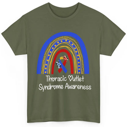 Thoracic Outlet Syndrome Awareness Floral Blue Red Rainbow Classic Unisex T-Shirt