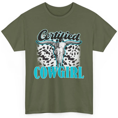 Bull Skull Turquoise Leopard Certified Cowgirl Western Girls Classic Unisex T-Shirt