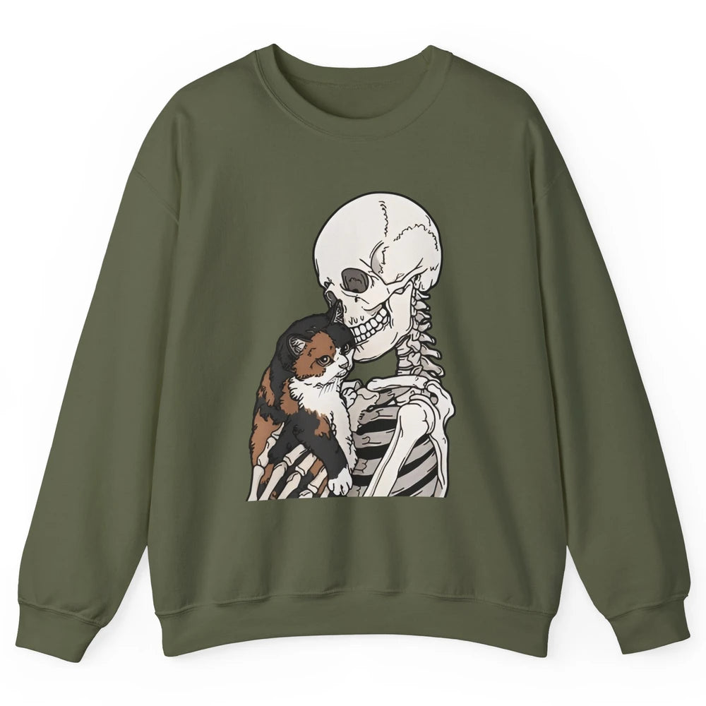 Cat And Skeleton Best Friends Of Cats Funny Cat Lovers Gift Unisex Crewneck Sweatshirt