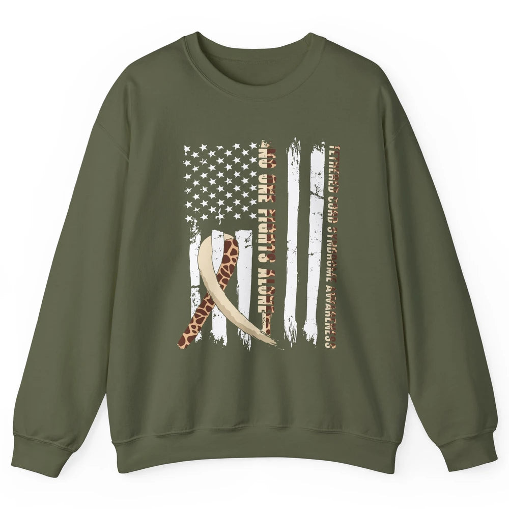 Tethered Cord Syndrome TCS Ribbon No One Fight Alone US Flag Unisex Crewneck Sweatshirt