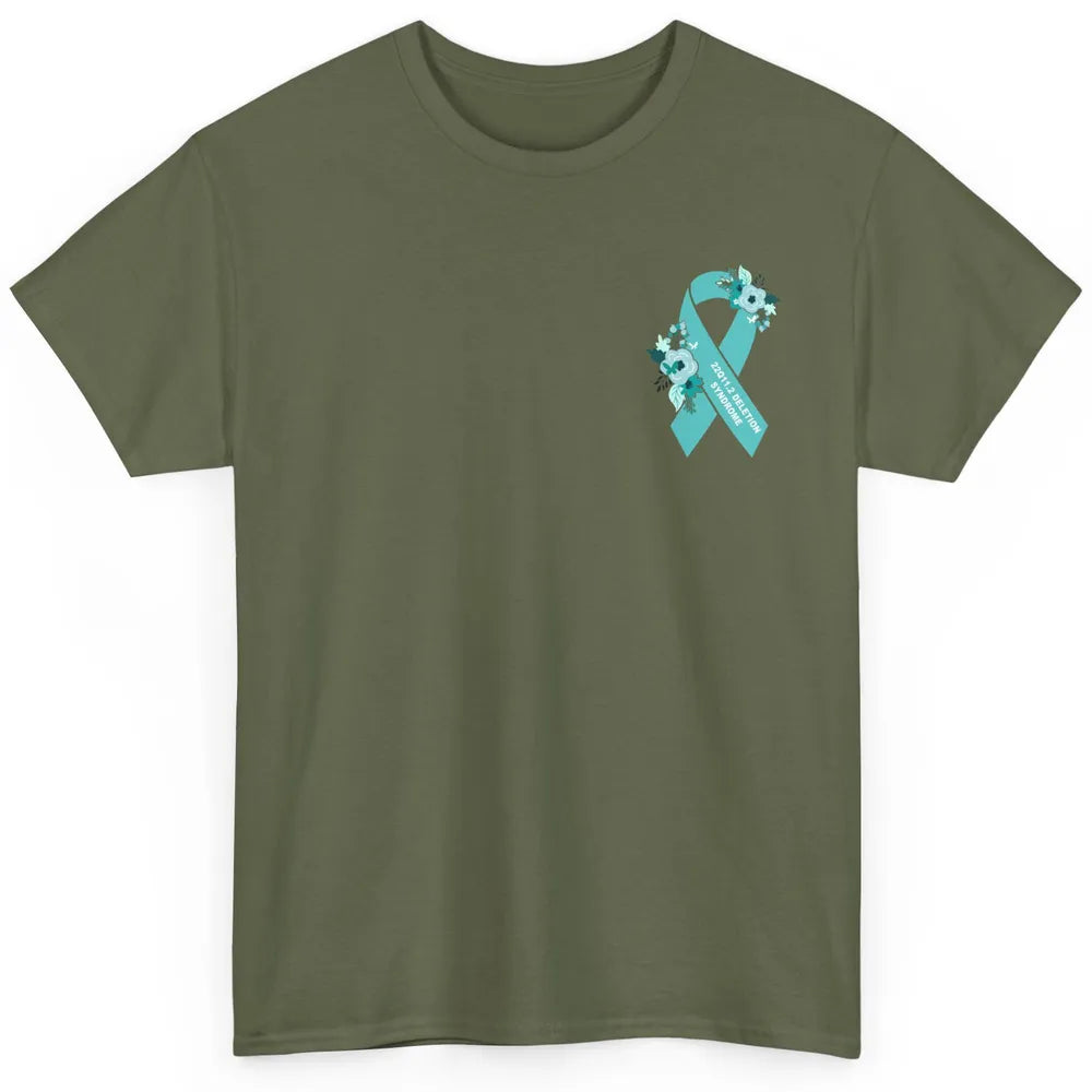 22q11.2 Deletion Syndrome Awareness Floral Teal Rainbow Classic Unisex T-Shirt