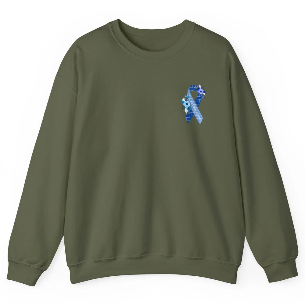 Castleman Disease Awareness Floral Blue Ribbon Rare Disease Unisex Crewneck Sweatshirt