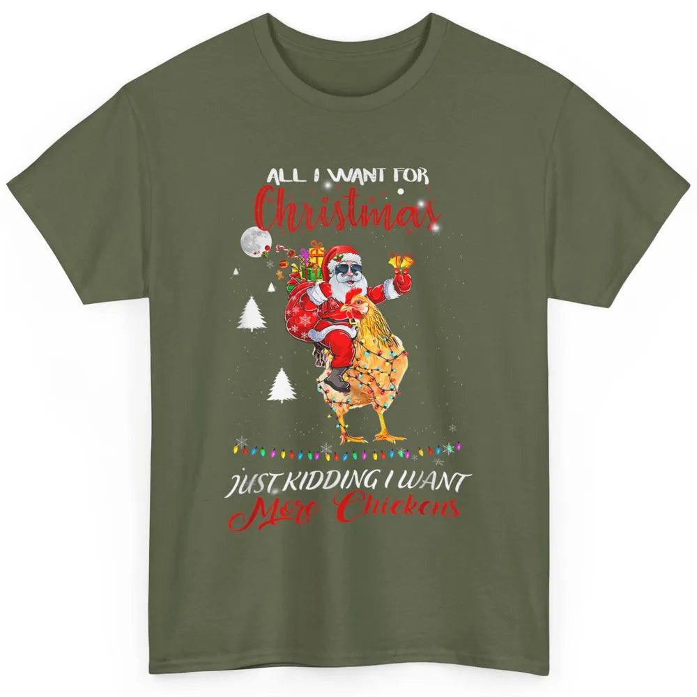 Merry Christmas Funny Santa Claus Riding Chicken Xmas Vibes Classic Unisex T-Shirt