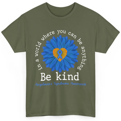 Angelman's Syndrome Awareness Blue Ribbon Sunflower Be Kind Classic Unisex T-Shirt