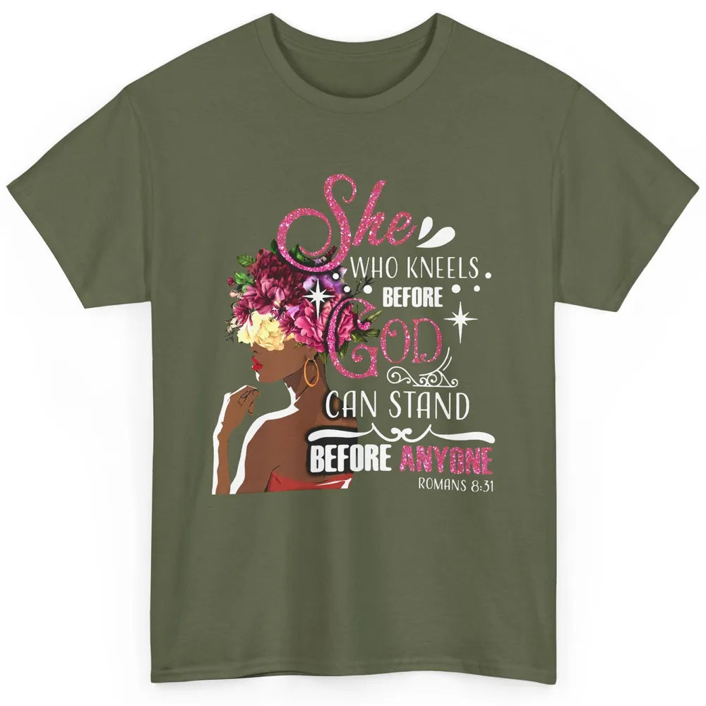 Black Girl She Who Kneels Before God Christian Afro Women Classic Unisex T-Shirt