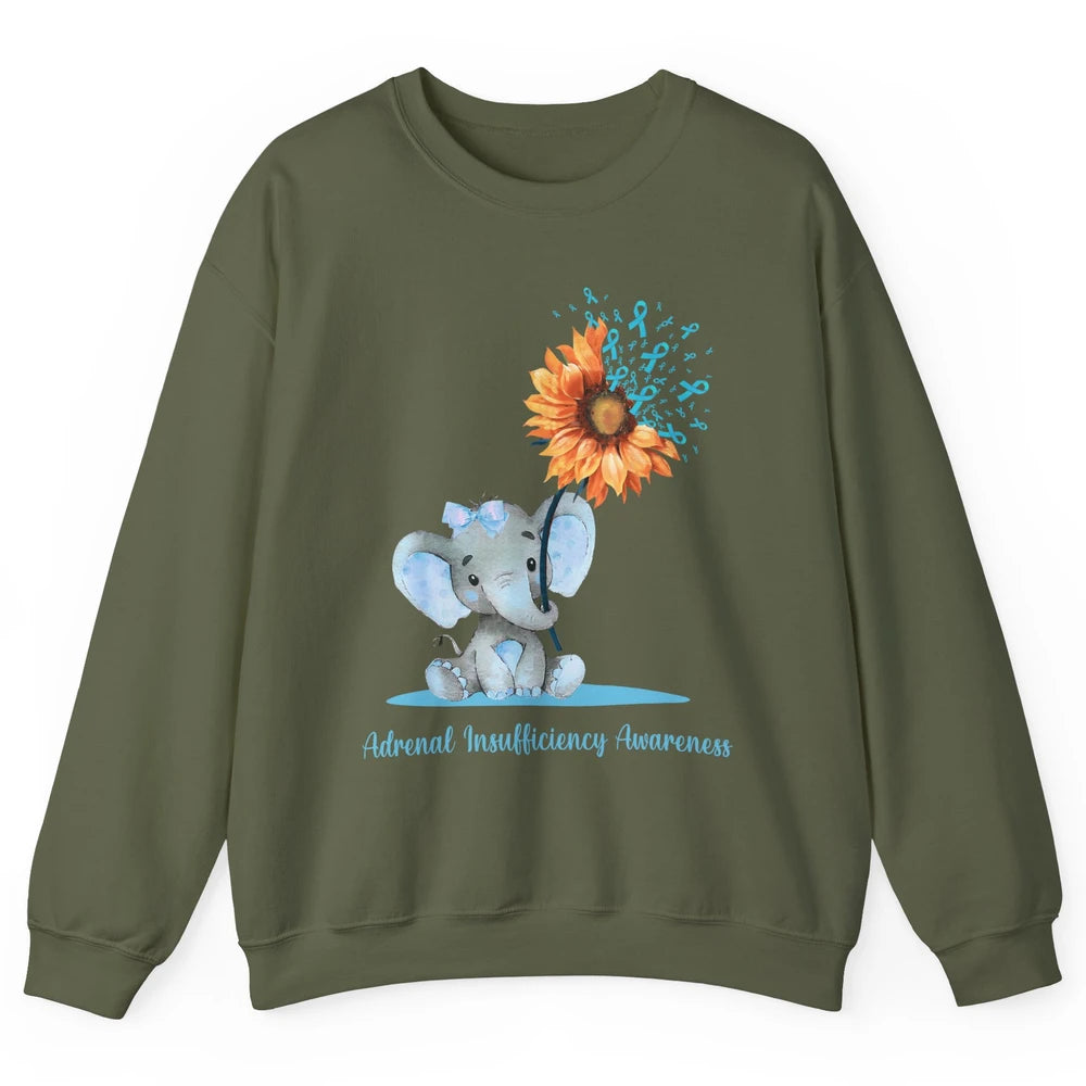 Adrenal Insufficiency Awareness Baby Elephant Sunflower Unisex Crewneck Sweatshirt