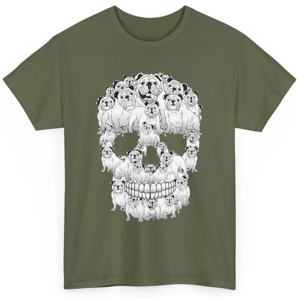 English Bulldog Skull Skeleton Retro Halloween Spooky Season Classic Unisex T-Shirt