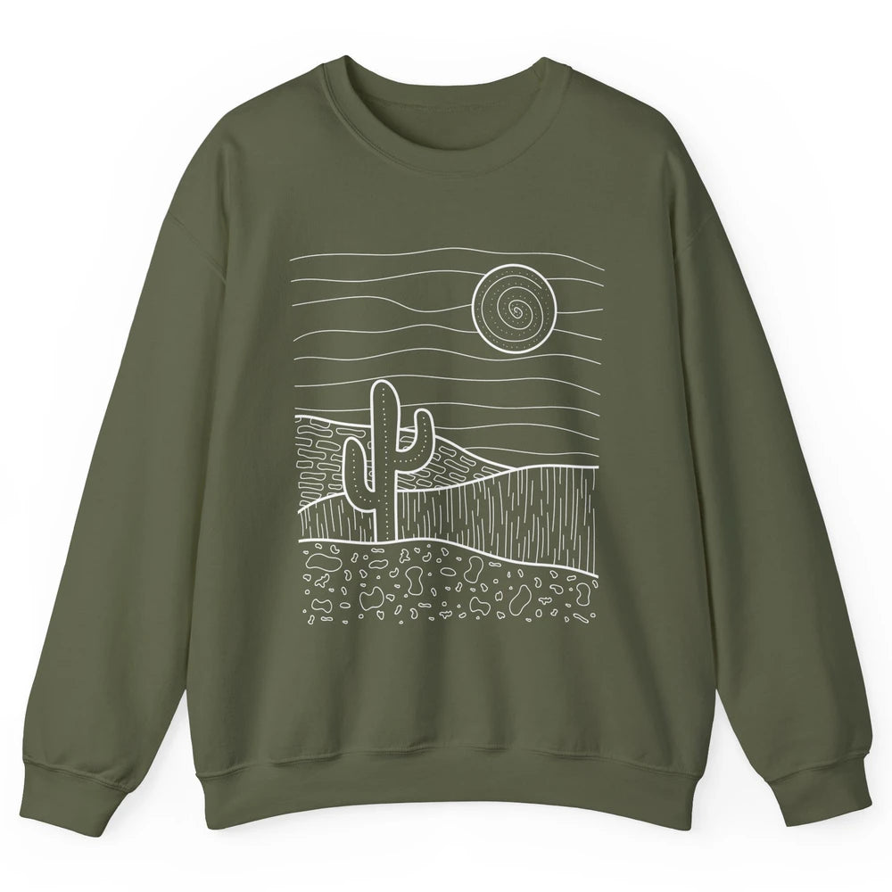 Abstract Desert Cactus Sunset Western Country Minimalist Unisex Crewneck Sweatshirt