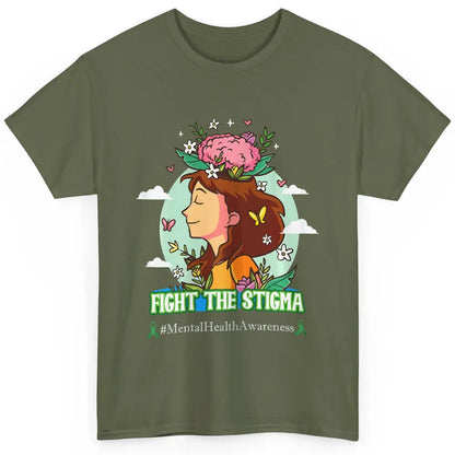 Fight The Stigma Floral Woman Brain Mental Health Matters Classic Unisex T-Shirt